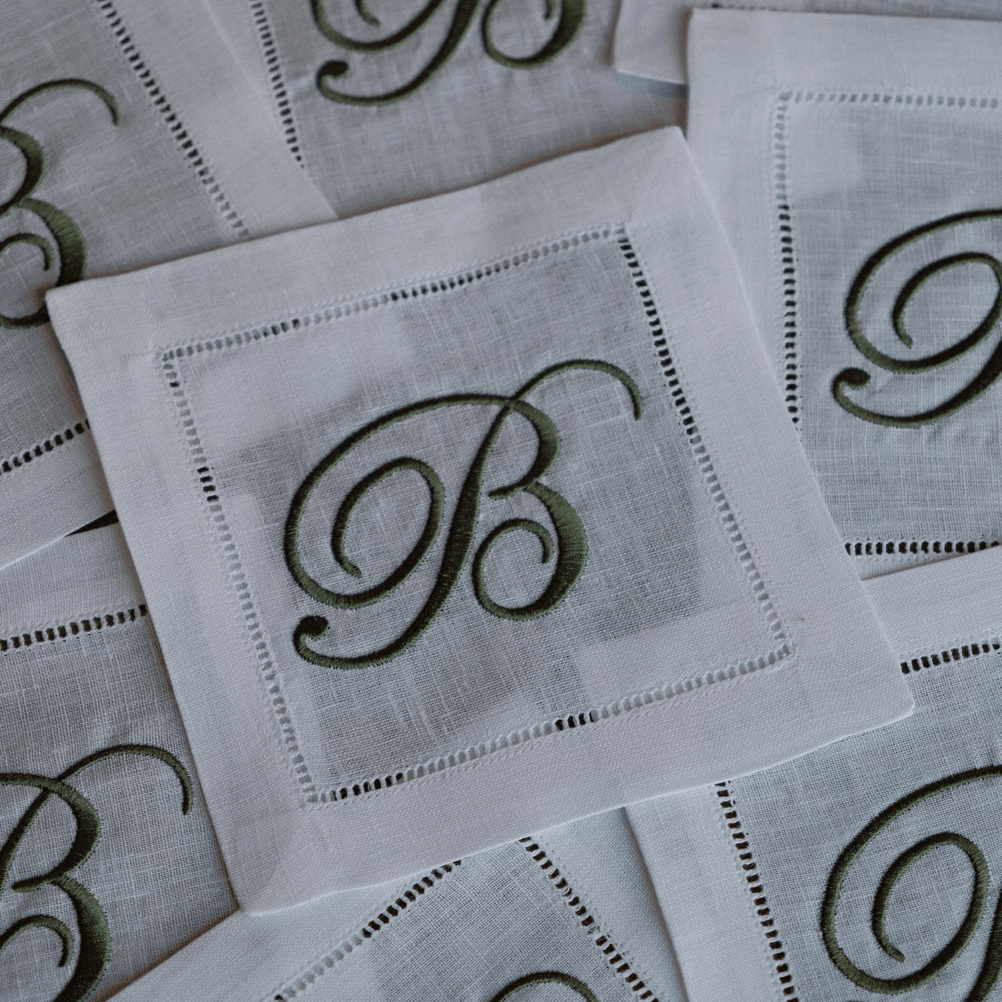 Custom Script Initial Linen Cocktail Napkin