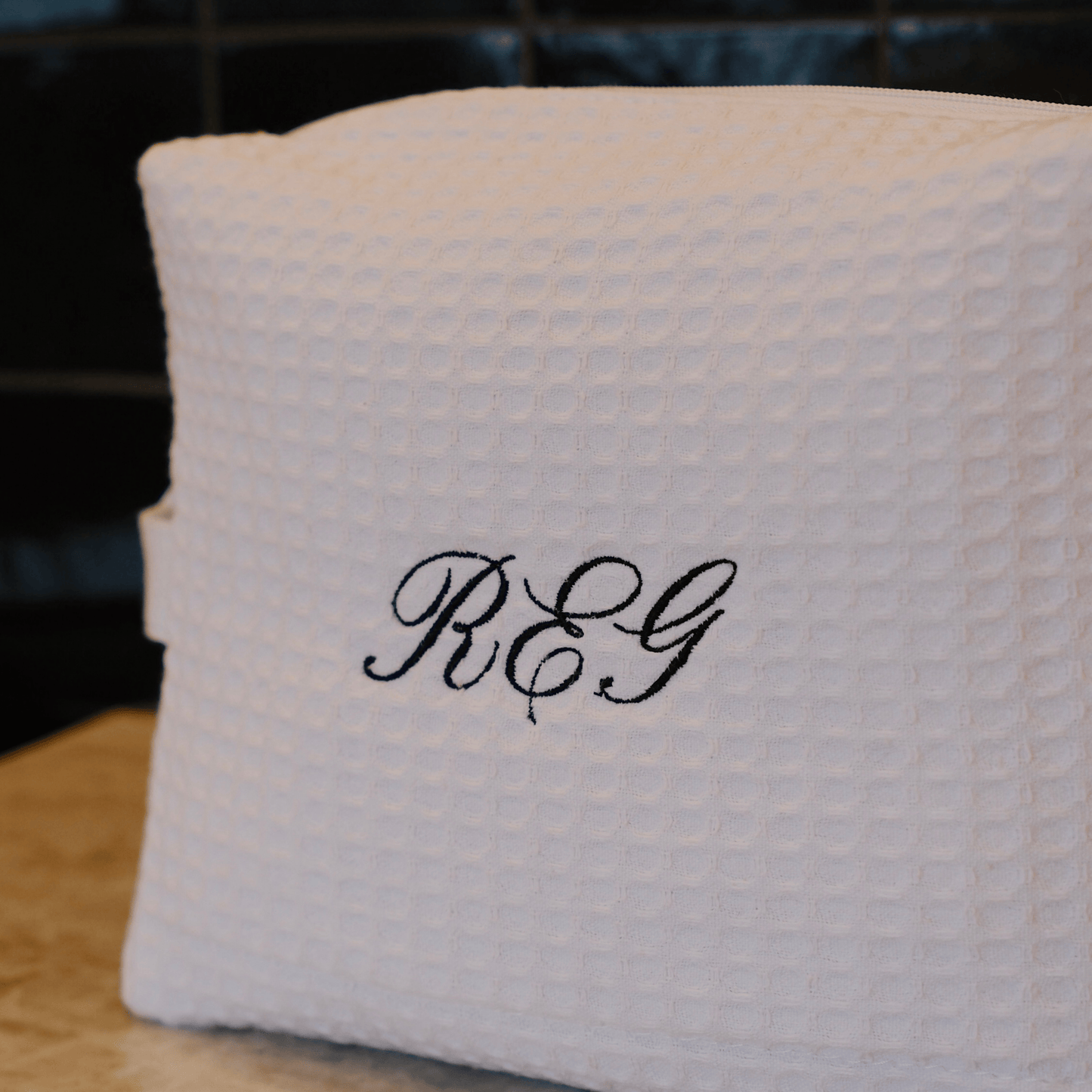 Custom Waffle Weave Makeup Bag