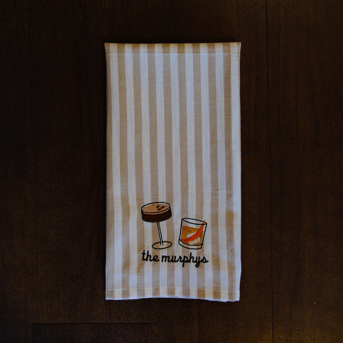 Custom His & Hers Cocktail Striped Tea Towel