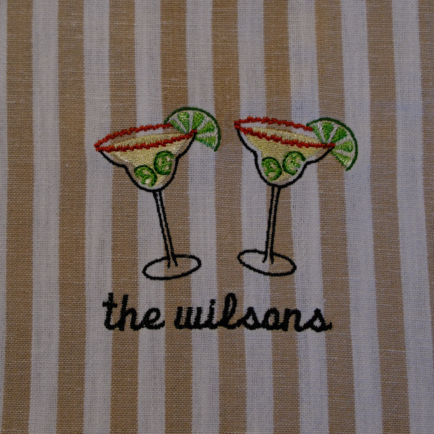 Custom His & Hers Cocktail Striped Tea Towel