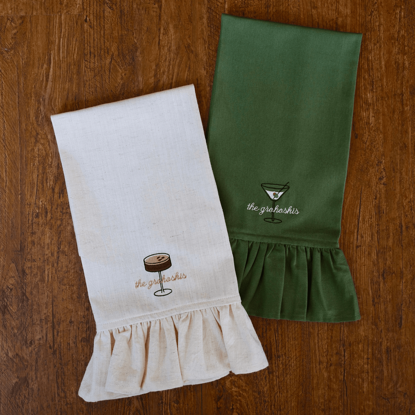 Custom Cocktail Ruffle Tea Towel