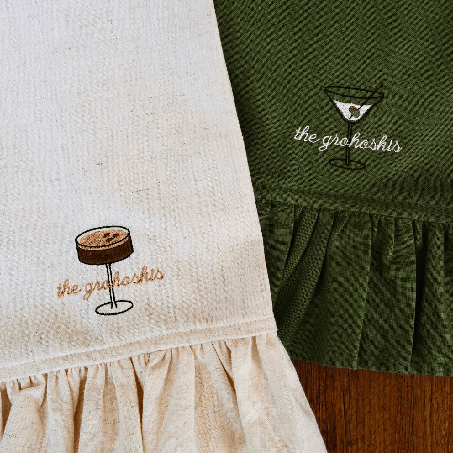 Custom Cocktail Ruffle Tea Towel