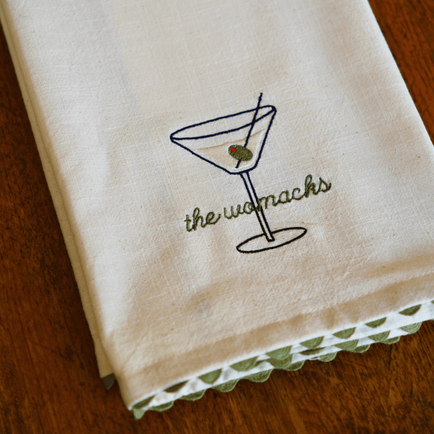Custom Cocktail Scalloped-Edge Tea Towel