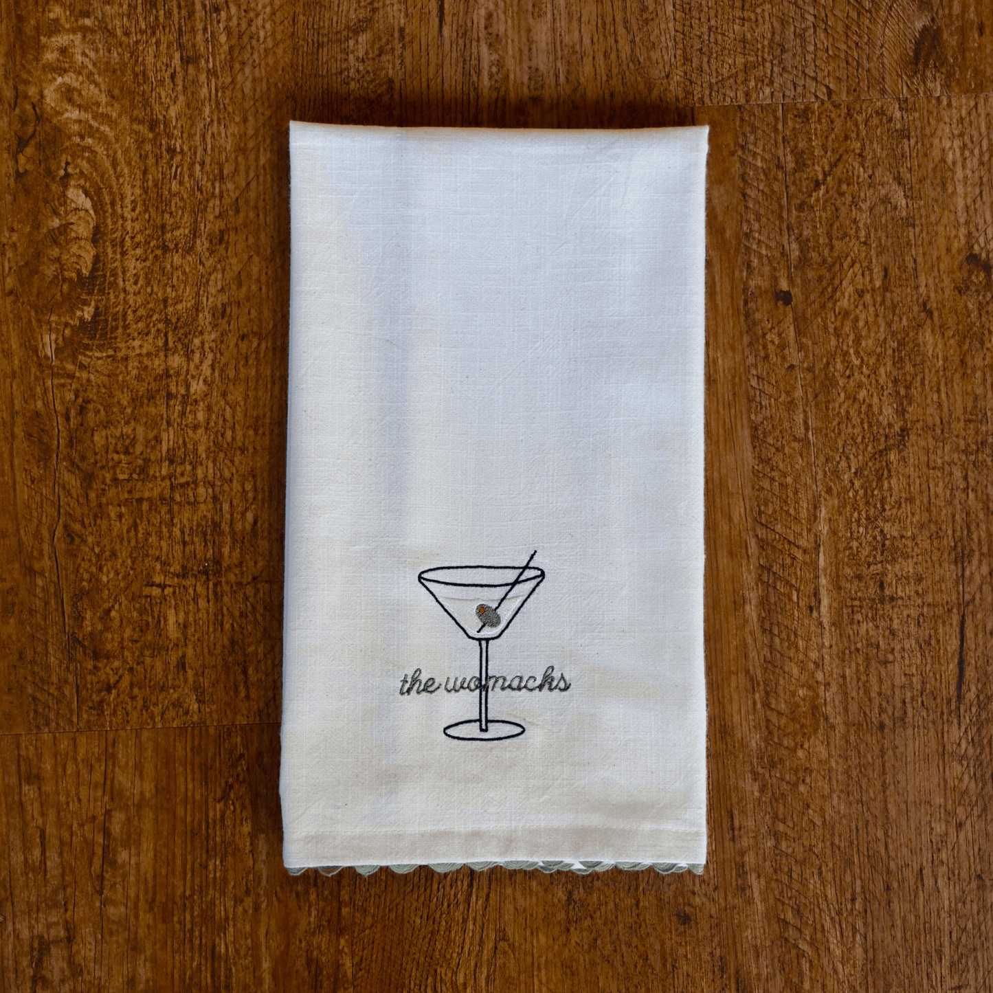Custom Cocktail Scalloped-Edge Tea Towel